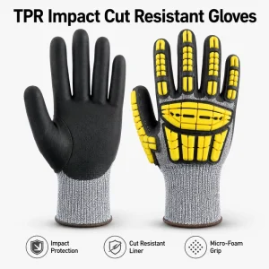 Yellow Nitrile Knit Wrist Anti-Vibration Puncture-Resistant Impact Safety Gloves Cut Protection Women Work Gloves