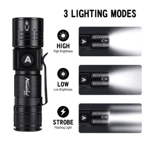 Zoom LED Beam Light High Power Flashlight USB Rechargeable Outdoor Portable Camping Hunting Fishing Hiking Torch